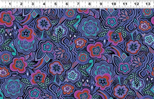 [161795] Clothworks Fiesta Horses by Laurel Burch Floral Y3412 30 Dark Blue