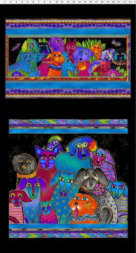 [166408] Clothworks Kindred Canines by Laurel Burch Panel Y3704 55M Multi