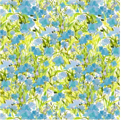 [165380] Clothworks My Happy Place Digital Print by Sue Zipkin Dianthus Y3627 90 Blue