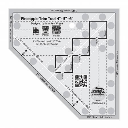 [144565] Creative Grids USA Pineapple Trim Tool Mini Ruler CGRJAW3MINI