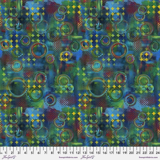 [165351] FreeSpirit Fabrics Happy Blooms by Sue Penn Rings PWSP052.Multi