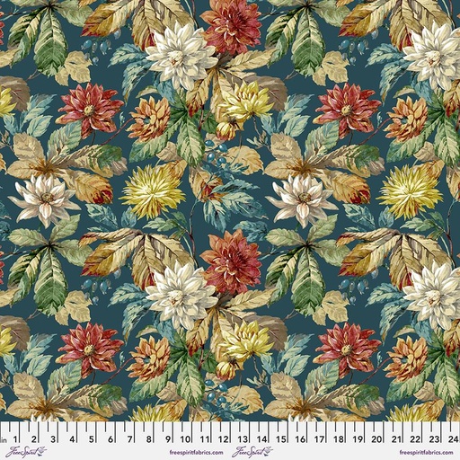 [164965] FreeSpirit Fabrics Woodland Blooms by Sanderson Small Dahlia & Rosehip PWSA030.Forest