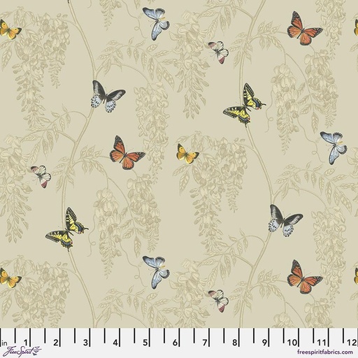 [164963] FreeSpirit Fabrics Woodland Blooms by Sanderson Wisteria & Butterfly PWSA031.Linen