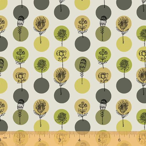 [166104] Windham Fabrics Jaye Bird by Kori Turner Goodhart Protea Polkas 53274 11 Chartreause