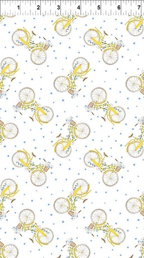 [166966] In the Beginning Fabrics Periwinkle Spring Bicycles 7PS 1 Yellow