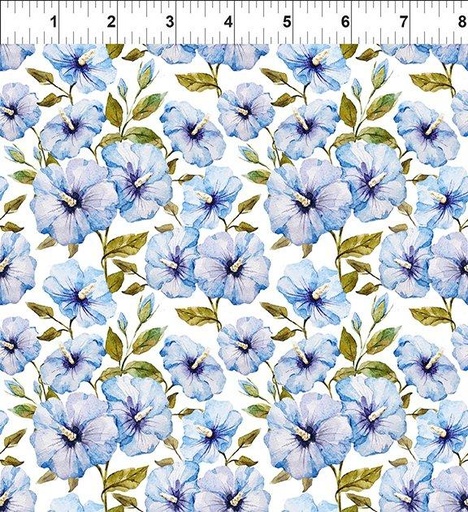 [166965] In the Beginning Fabrics Periwinkle Spring Hibiscus 6PS 1 Periwinkle