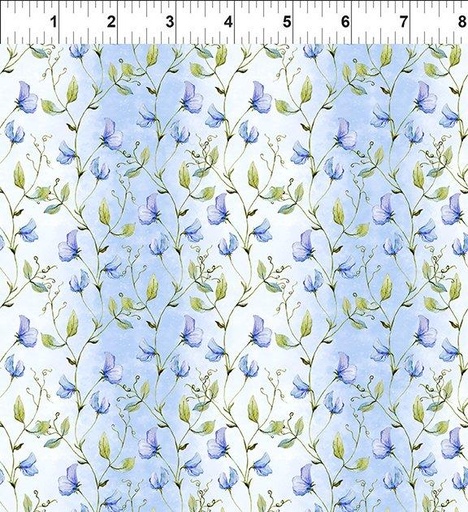 [166967] In the Beginning Fabrics Periwinkle Spring Sweet Peas 8PS 1 Periwinkle