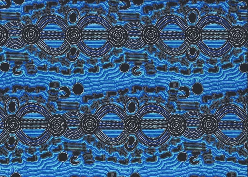 [169617] M & S Textiles Australia  Rock Wallaby  Dreaming Blue RWDBL