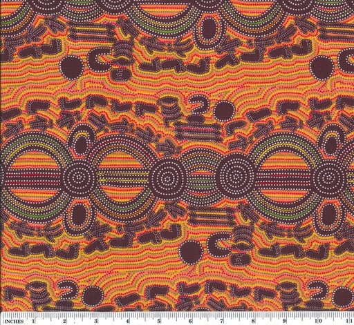 [169618] M & S Textiles Australia  Rock Wallaby  Dreaming Orange RWDO