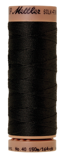 [100438] Mettler Silk Finish 40 wt Cotton Thread 164 Yds 9136-4000 Black