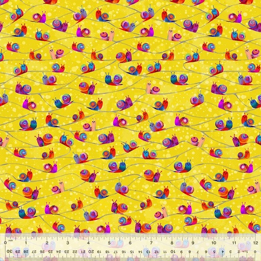 [167004] Windham Fabrics Catsville Digital Print by Gareth Lucas Snail Trail 53486D-7 Lemon