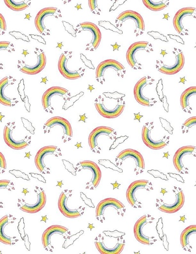 [162688] Wilmington Prints Sweet World by Charlotte Grace Rainbows 3021-10512-153 White