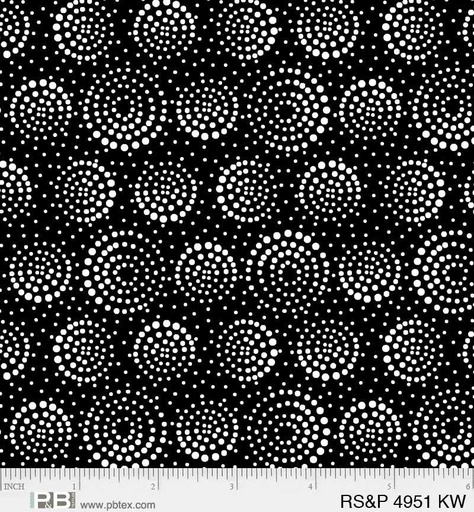 [166462] P&B Textiles Ramblings Salt & Pepper Spinning Circles RSPE 4951 KW Black