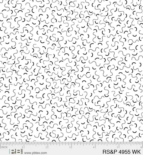 [166454] P&B Textiles Ramblings Salt & Pepper Squiggly Lines RSPE 4955 WK White