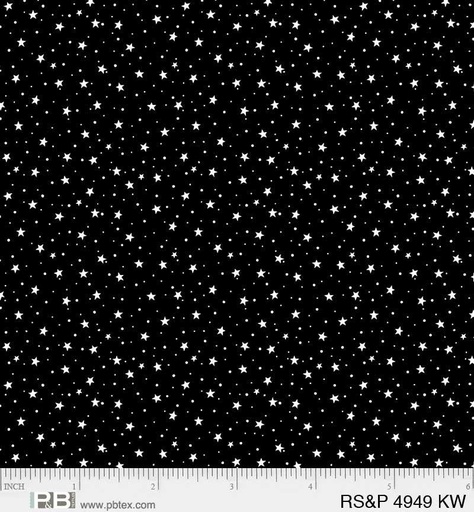 [166467] P&B Textiles Ramblings Salt & Pepper Starry Sky RSPE 4949 KW Black