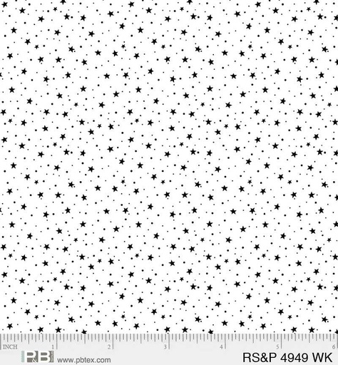 [166466] P&B Textiles Ramblings Salt & Pepper Starry Sky RSPE 4949 WK White