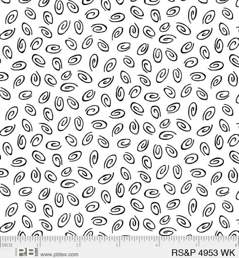 [166458] P&B Textiles Ramblings Salt & Pepper Tossed Swirls RSPE 4953 WK White