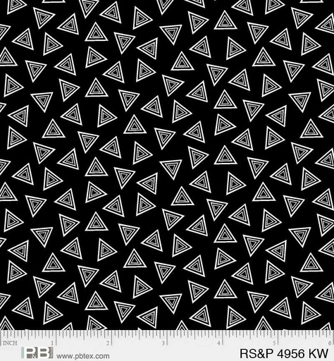 [166453] P&B Textiles Ramblings Salt & Pepper Tossed Triangles RSPE 4956 KW Black