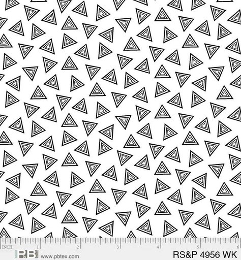 [166452] P&B Textiles Ramblings Salt & Pepper Tossed Triangles RSPE 4956 WK White