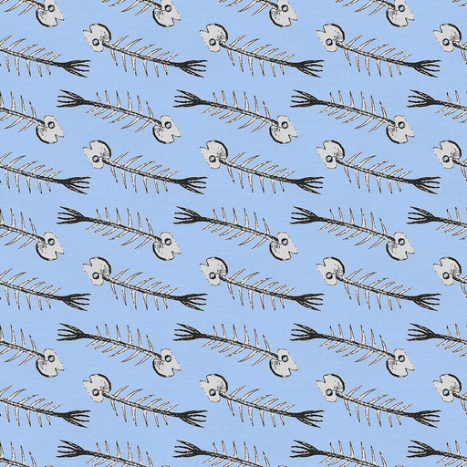 [163841] Paintbrush Studio Fabrics Raccoon Ruckus Fish Bones PSF120 22719 Blue/Gray